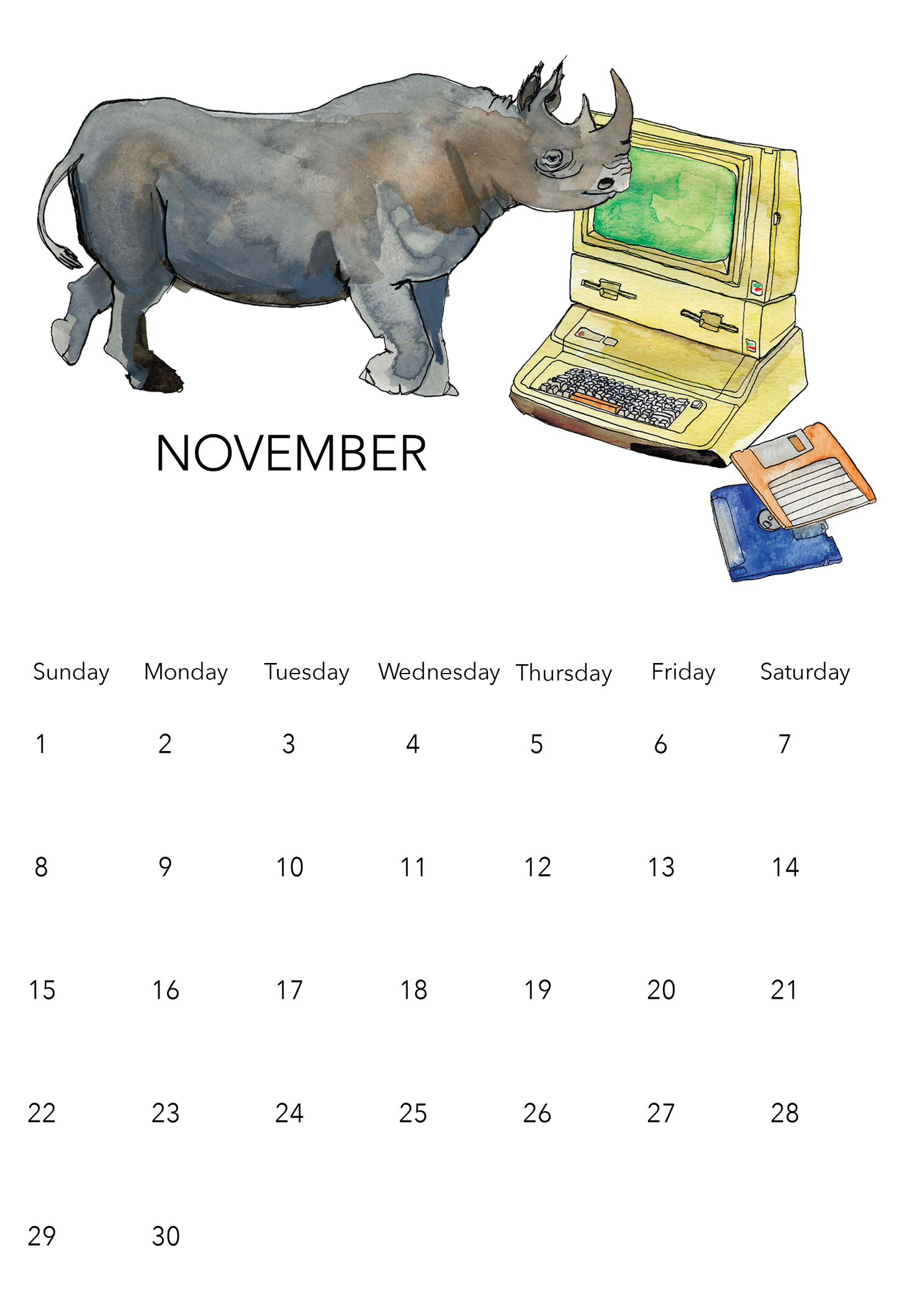 Extinct and Endangered Animals and Technology, a 2026 Calendar