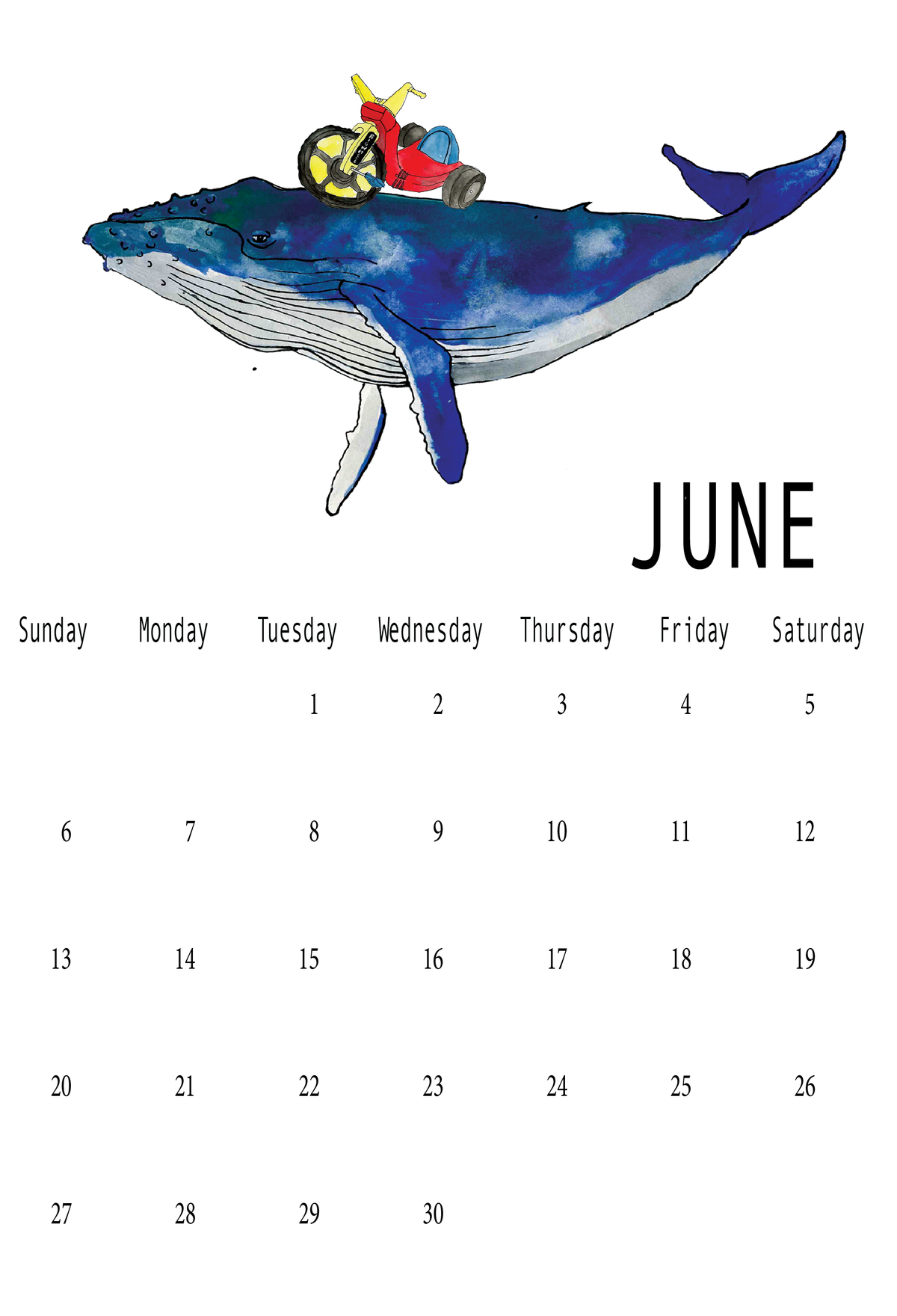 Whales and Various Wheels, a 2027 Calendar