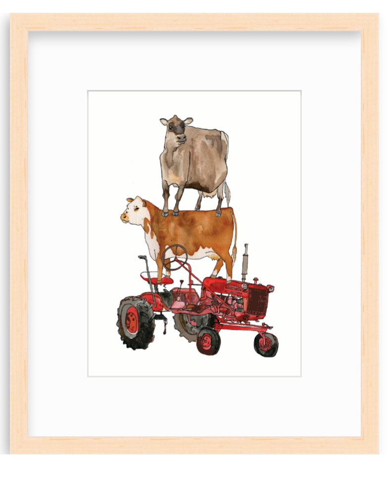 Cow on Cow on Tractor Poster