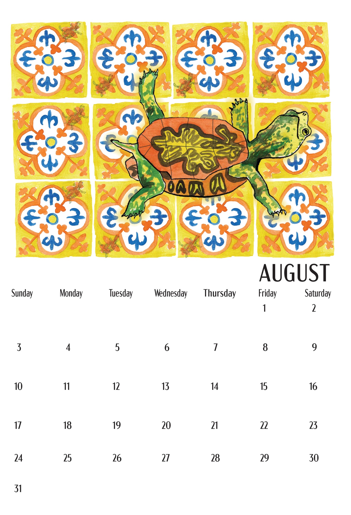 Turtles on Tiles a 2025 Calendar