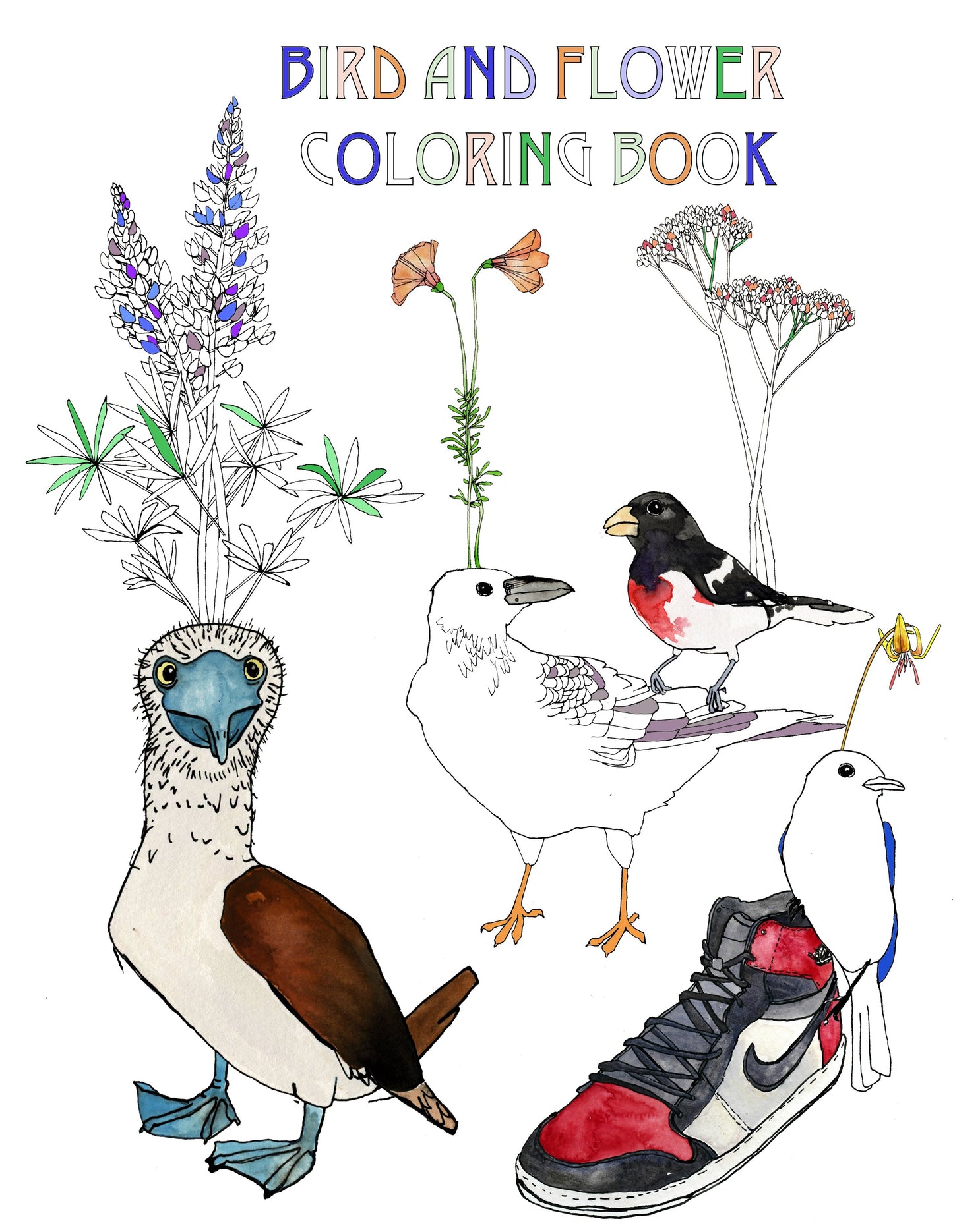 Bird and Flower Coloring Book