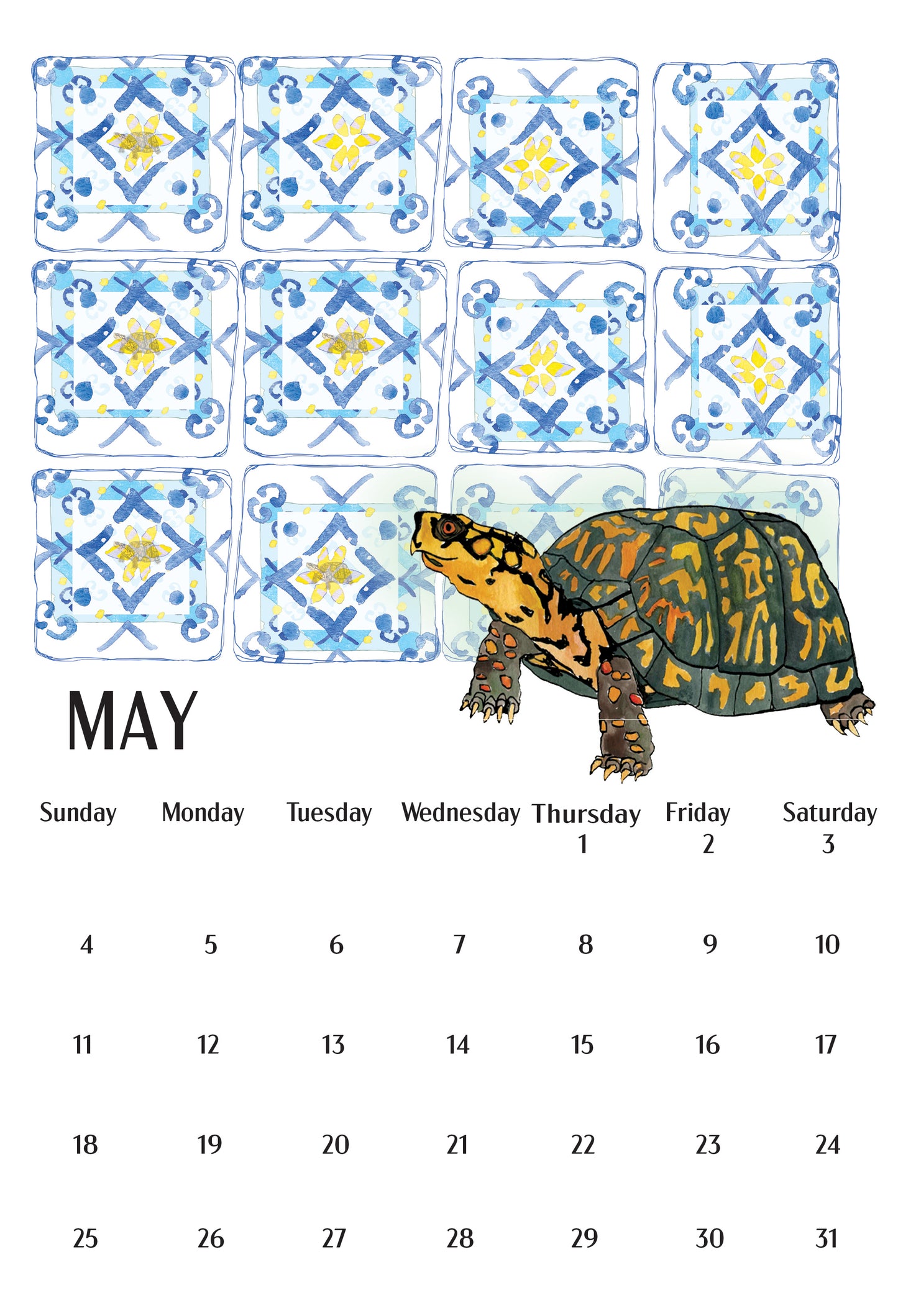 Turtles on Tiles a 2025 Calendar